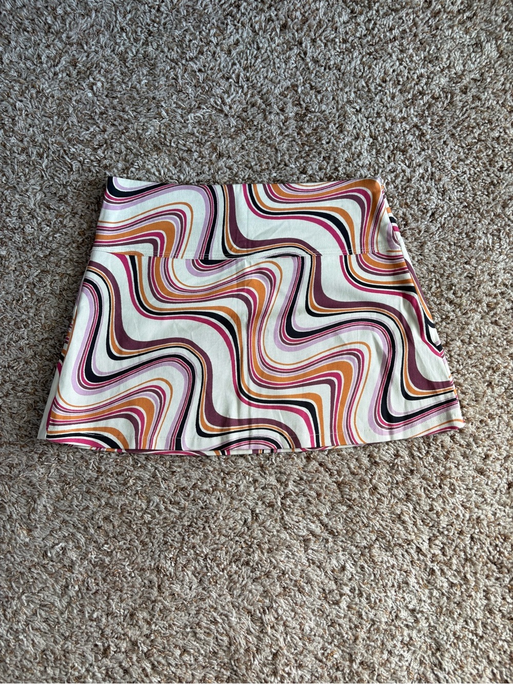 Current Mood Retro Wave Print Mini Skirt - Pink & Cream